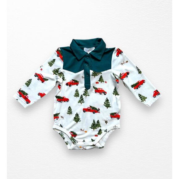NWT Angel Dear Christmas Trucks Cowboy Bodysuit, 3-6 Months - Picture 1 of 5